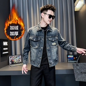 S号修身 秋冬加绒加厚牛仔外套男士 矮个子XS码 翻领复古潮流夹克160