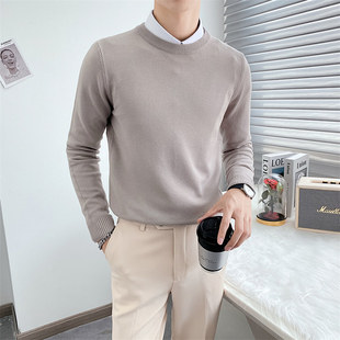 小码圆领套头纯色修身毛衣男士矮小个子XS码S号紧身打底针织衫160