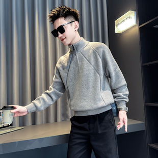 小码休闲运动风立领半拉链针织衫男矮个子XS码保暖毛衣外套上衣潮