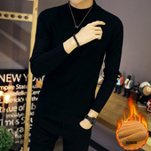 男装 纯色半高领加绒毛衣XS码 矮个修身 160小码 加厚保暖针织打底衫