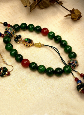 干青十八子汉服压襟旗袍挂