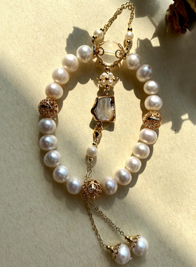 淡水珍珠汉服配饰压襟十八子手持