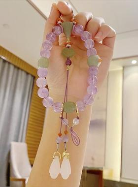 汉服十八子压襟紫水晶和田玉女