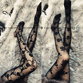 又A又欲rose法国复古玫瑰花黑丝袜薄款 透明网红显瘦美腿连裤 ins潮