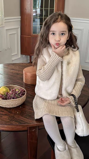 秋冬新款时尚加厚保暖坎肩仿皮草儿童马甲女童毛毛背心草草马甲