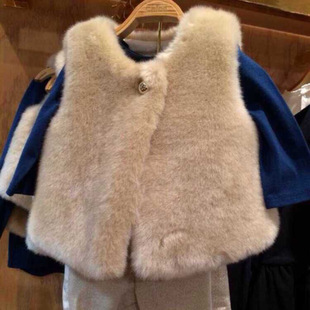 2025秋冬新款时尚加厚保暖坎肩仿皮草儿童马甲女童毛毛背心