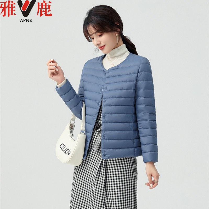 雅鹿羽绒服内胆女轻薄内穿短款冬季妈妈装大码圆领轻便可变领保暖
