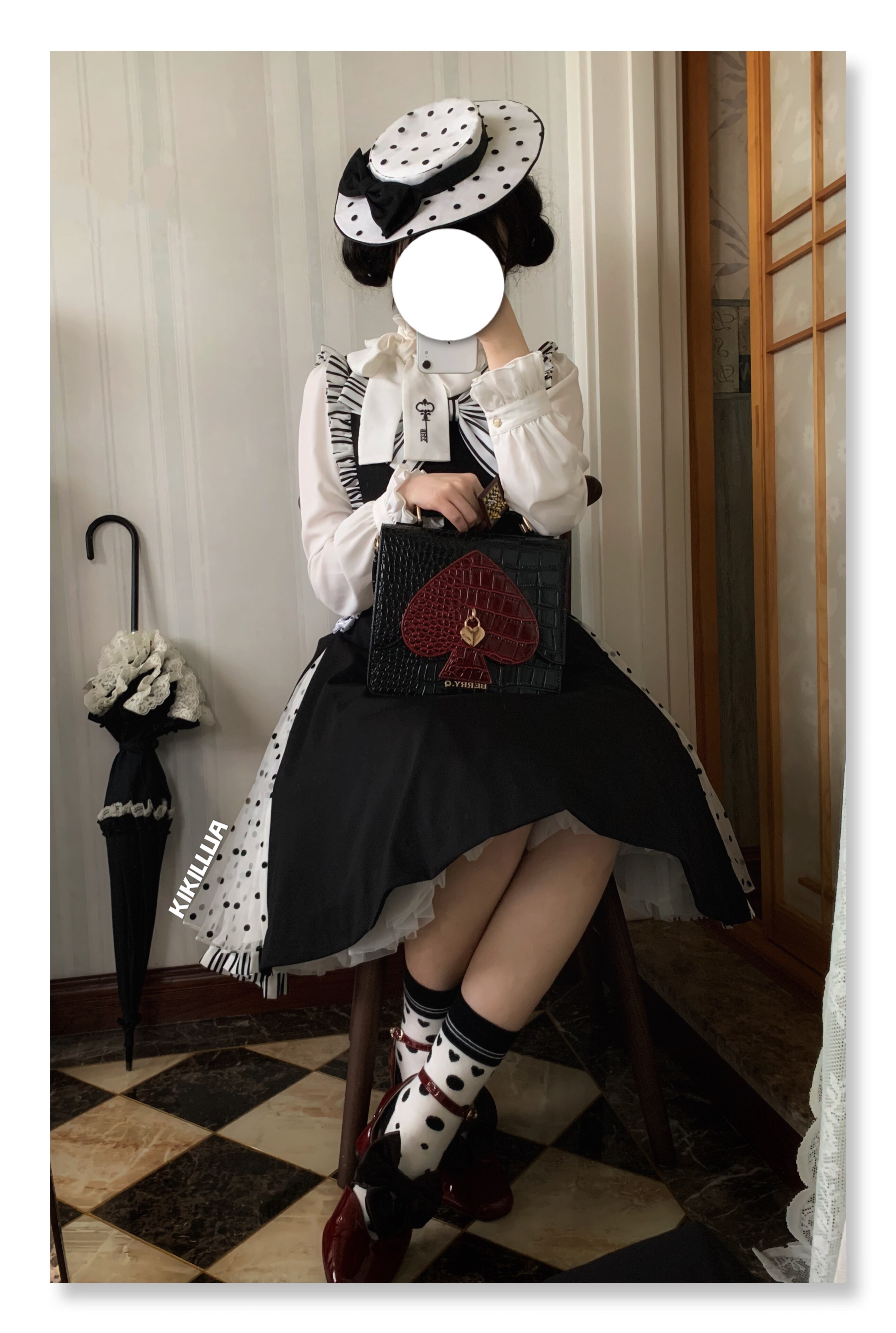 80年代波点复古连衣裙