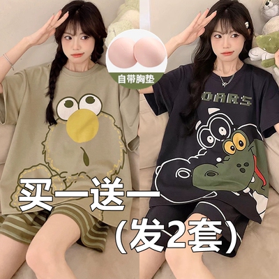 2025新款夏天睡衣女带胸垫加大码