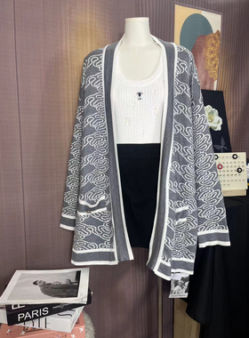 RC'S SECRET 灰色毛衣外套女 秋外搭休闲宽松慵懒风中长款针织衫