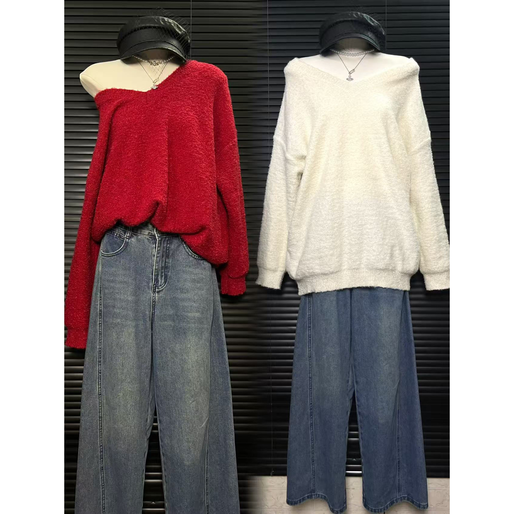 温柔V领毛衣女羊毛上衣