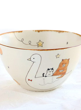 日本手作陶艺作家assa手作马克杯大号兔子猫咪小熊大面碗卡通餐具