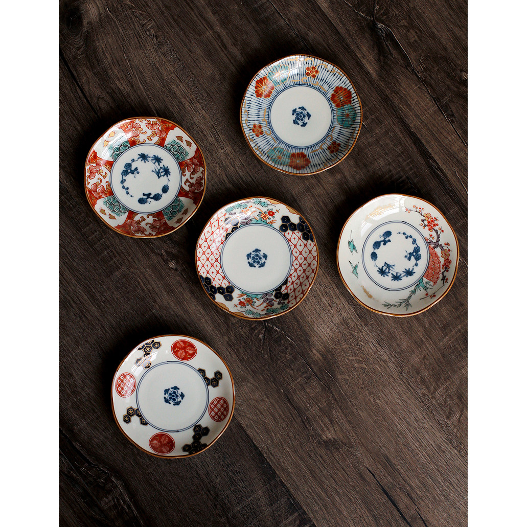 现货日本进口伊万里烧染锦花草千鸟美浓烧陶瓷蘸料碟子日料餐具碟