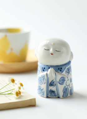 包邮日本制九谷烧陶瓷茶宠摆件