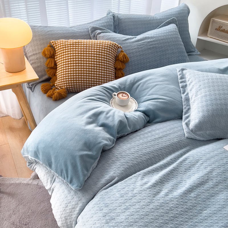 冬天双面牛奶毛绒被套四件套定制