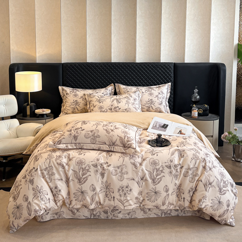 高端A类纯棉加厚磨毛四件套全棉榻榻米床笠被套床上用品定做订制4