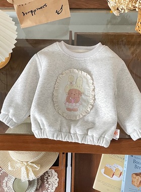 女童加绒卫衣秋季婴儿时髦卫衣裤时尚潮服新款（现）