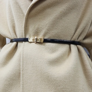 漆皮细腰带装饰连衣裙子毛衣韩版小众风收腰细皮带百搭时尚配衬衫