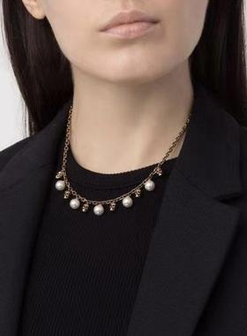 项链黄铜镀金骷髅头女