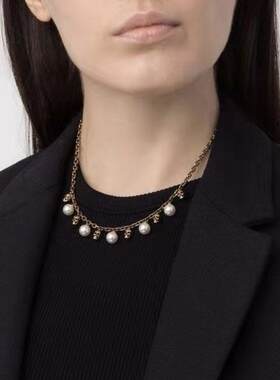 项链黄铜镀金骷髅头女