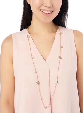 锆石黄铜镀金长款女蝴蝶项链