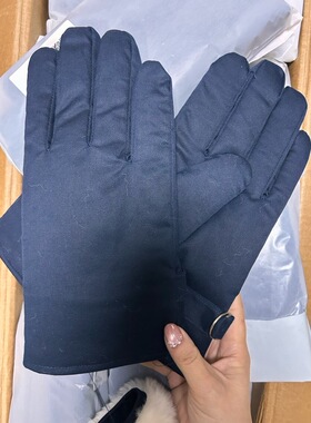 舰艇防寒布面皮手套冬季户外骑车保暖加绒加厚防风棉中老年分指