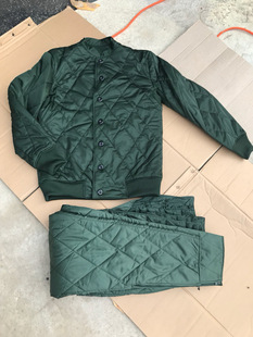 加厚棉服男秋冬外套工作冷冻库棉袄 套装 3504厂新款 绿色寒区棉衣裤