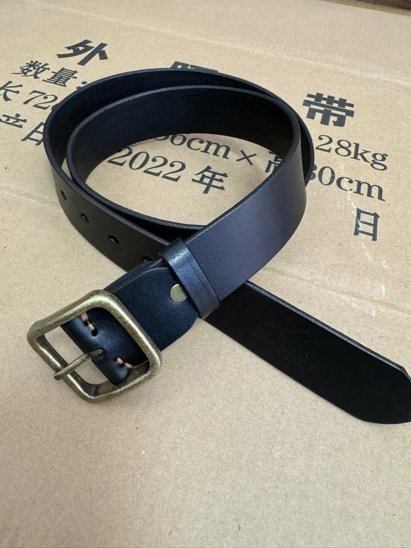 3521内腰带头层牛皮男真皮铜制针扣牛仔裤飞行腰带