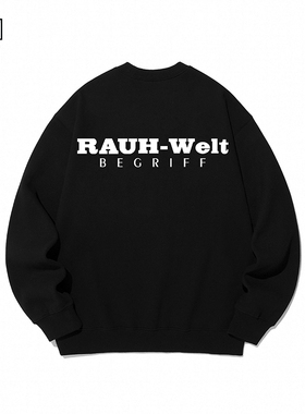 冬季新款男士加绒卫衣 JDM改装车文化加厚宽松圆领落肩套头卫衣