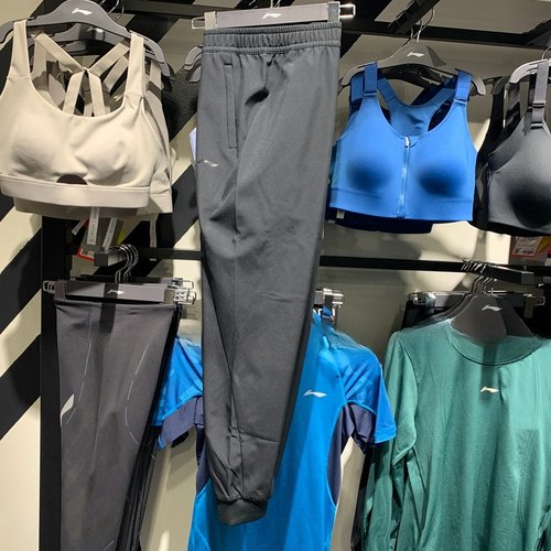 李宁防泼水宽松运动长裤