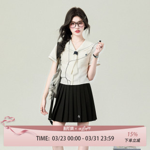校供感上衣学院 女夏毕业季 花铃太太jk制服名古女高水手领短袖 衬衫