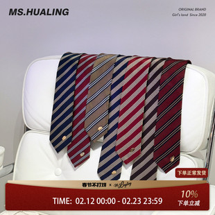 花铃太太jk条纹领带手打领带韩版印花原创新款学院风衬衫领结女