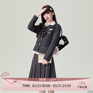 花铃太太jk制服格雷系西装 外套女高智感学院风深灰色校供感西服