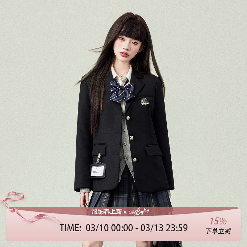 花铃太太原创表参大jk制服套装学院风女西服校供感外套西装春季校