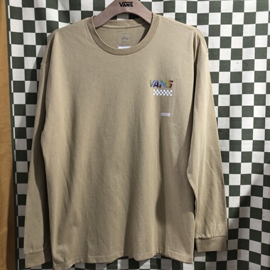 vans 春秋季浅黄色印花百搭舒适男女同款休闲圆领长袖vn0a7trkyuu