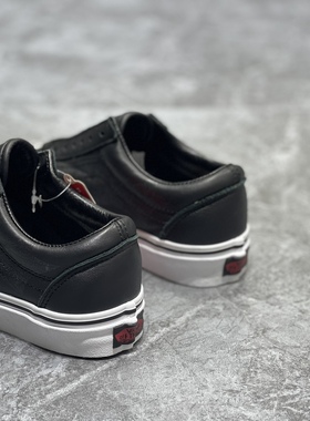 VANS黑色皮质OLD SKOOL男女子低帮os休闲运动潮流板鞋VN0A5KRF8MD