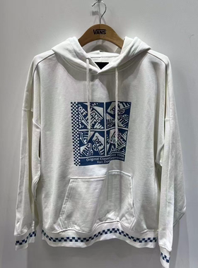 VANS 春秋季乳白色印花百搭舒适男女同款休闲连帽卫衣VN000GQFFS8