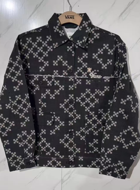 VANS春秋季黑色满印刺绣百搭舒适情侣款休闲翻领外套VN000RT5O1X