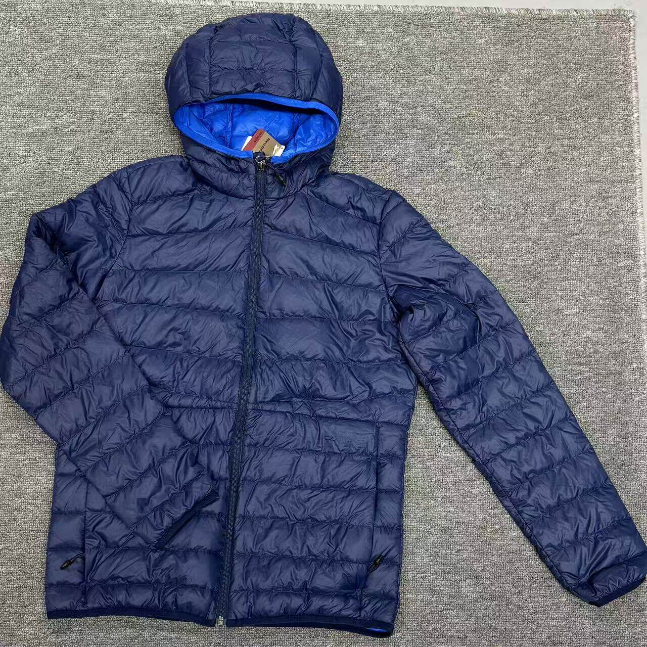 锐步/Reebok 冬季男子轻薄款灰鸭绒保暖羽绒服夹克连帽外套DY2429