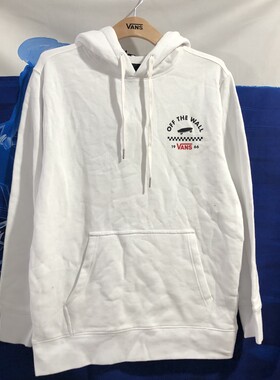 vans 春秋季白色字母百搭舒适男女同款休闲连帽卫衣vn0a4bp8blk