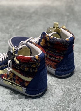 VANS范斯男女鞋SK8-HI冬季解构羊羔绒撞色帆布板鞋子VN0A3WM1ABG