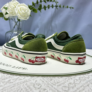 板鞋 Vans VN0A4BX9BGK 拼接男女同款 Vr3可爱樱桃双绿个性 Style