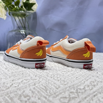 Vans Ward中小童可爱鲜橙色系带简约百搭低帮帆布板鞋VN0A3QU1ORA