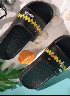 Puma/彪马女子夏季新款PEANUTS联名黑色轻便拖鞋 375825