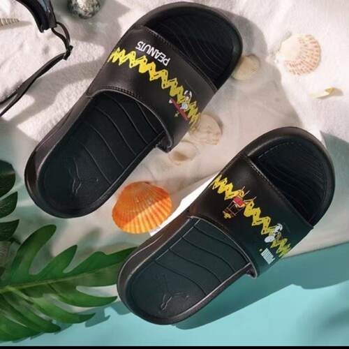 Puma/彪马女子夏季新款PEANUTS联名黑色轻便拖鞋 375825