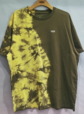 vans  夏季新款绿色扎染拼接时尚潮流百搭男女同款T恤VN0A5H7BY7A