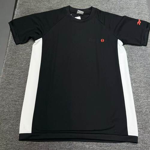 锐步Reebok 夏季男子复古黑白拼色速干透气运动休闲短袖T恤EJ8679