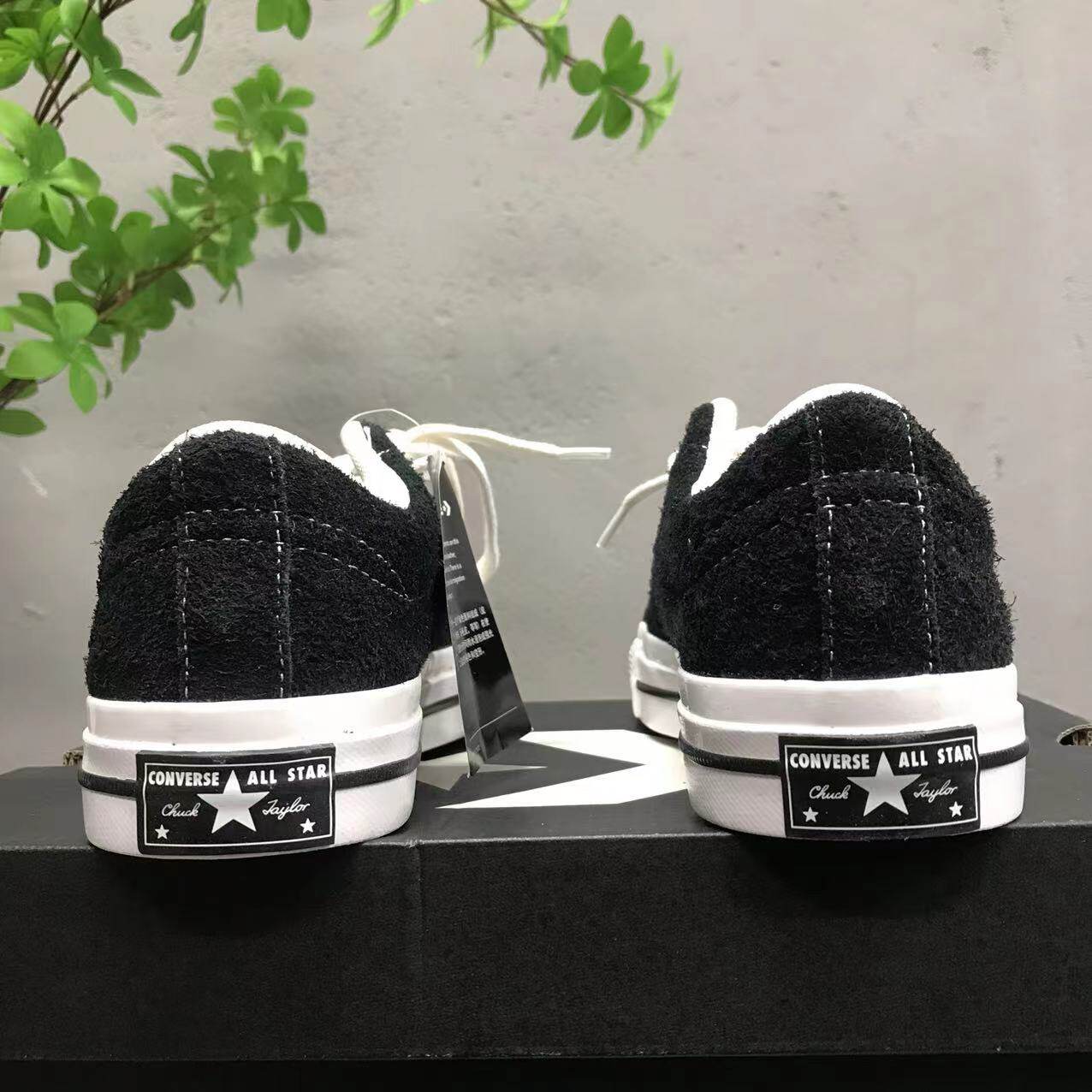 匡威one star经典款复古低帮男女黑色翻毛皮休闲鞋滑板鞋171587c