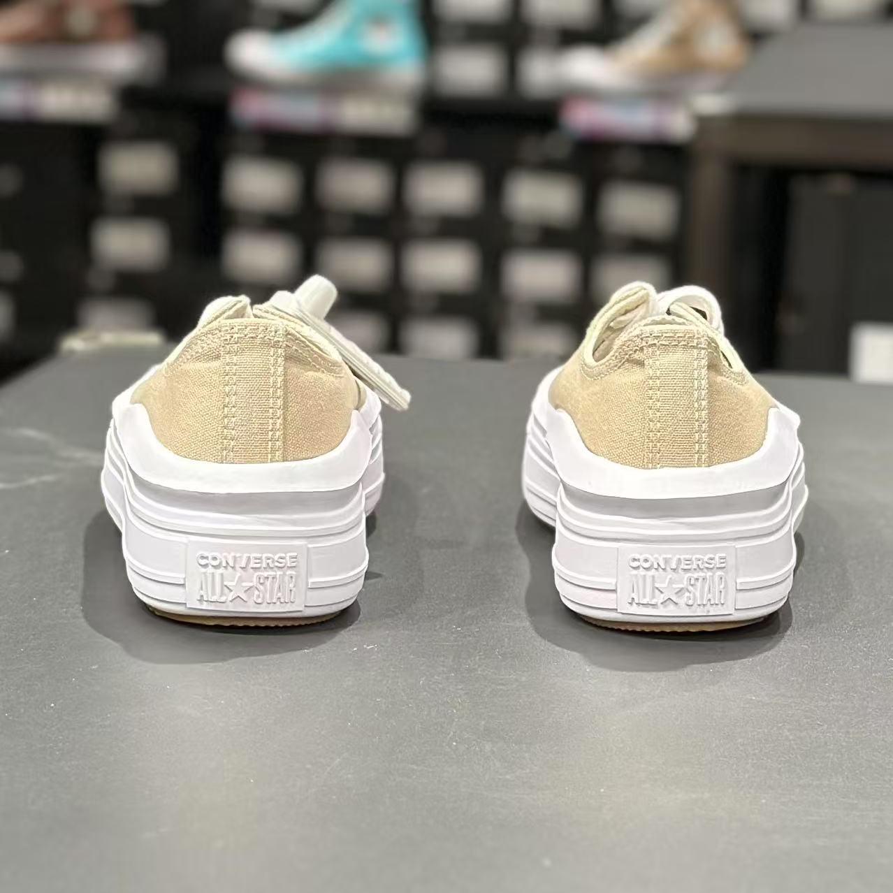 云朵厚底卡其色增高休闲帆布鞋