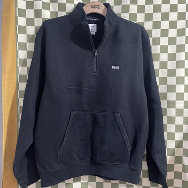 Vans 春秋季黑色刺绣百搭舒适男女同款休闲立领卫衣Vn000ab8blk